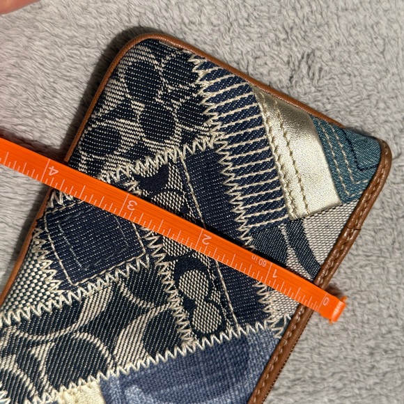 NWOT Coach Signature Indigo Denim and Leather Patchwork Wristlet